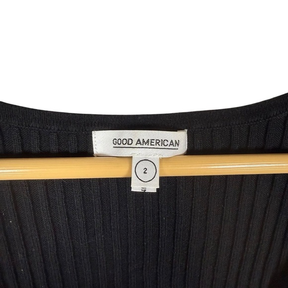 Good American Women’s Rib Knit Tie Waist Side Slit Midi Dress Black Size M (2) - Picture 14 of 16